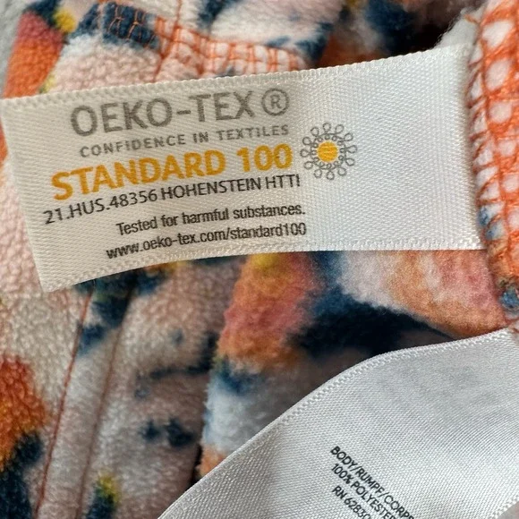 Land's End Women's XL Floral Print Qrt Zip Pullover Fleece Orange/Blue Flowers - Picture 7 of 8